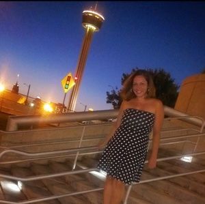 Navy blue polka dot dress